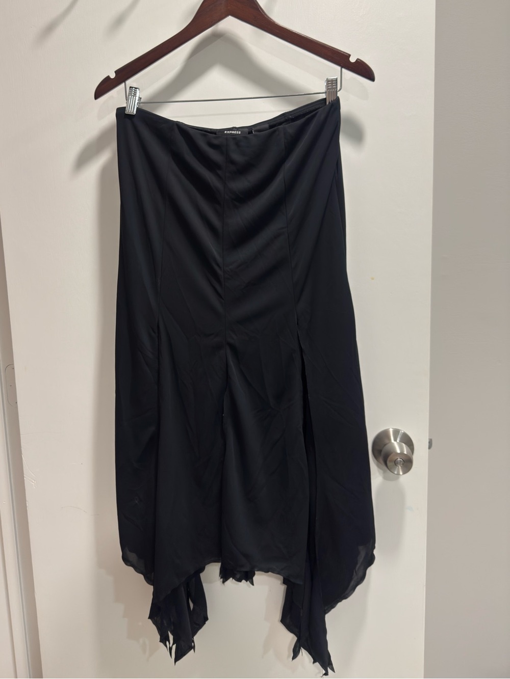 Express Black Asymmetrical Handkerchief Hem Skirt